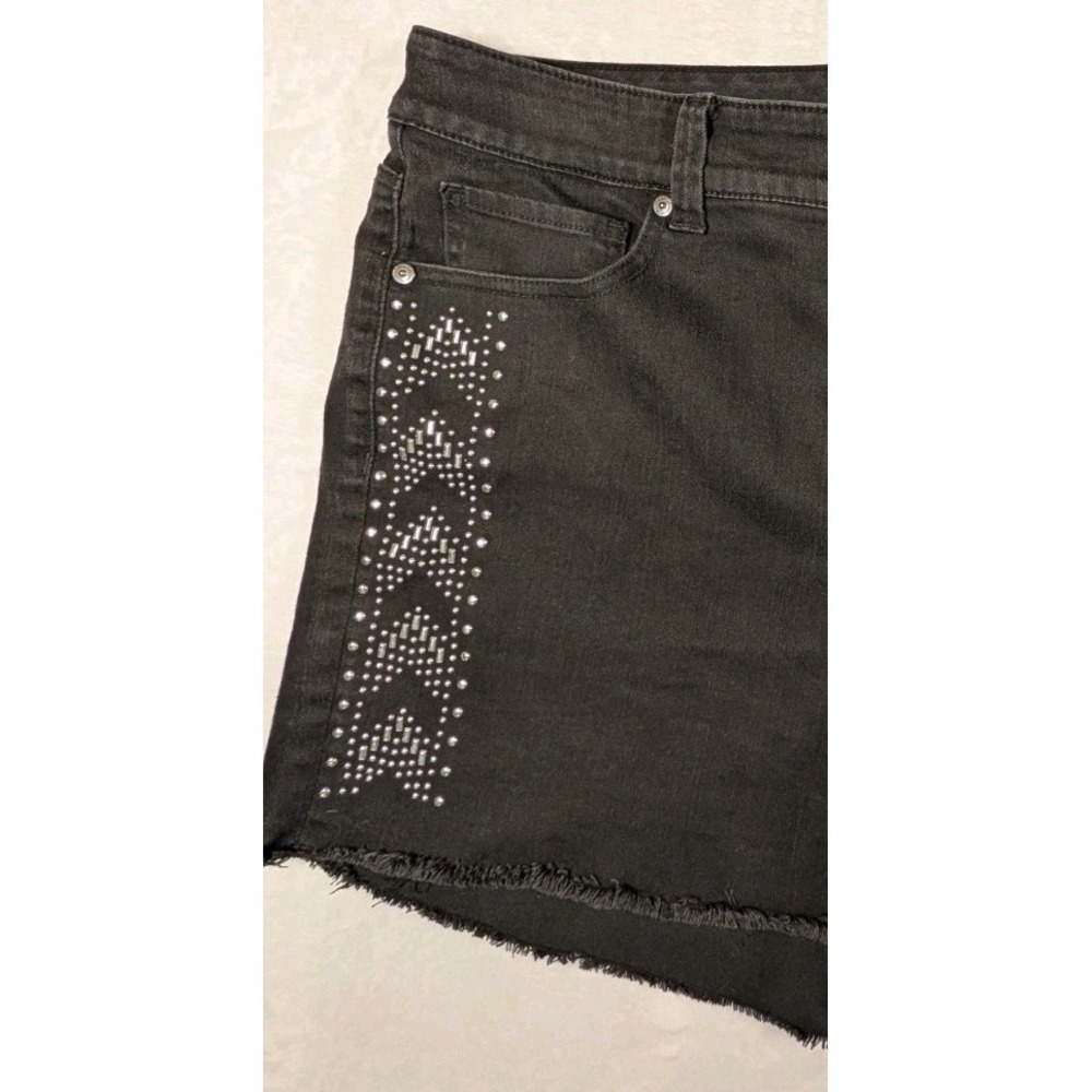 Melissa McCarthy Seven 7 Slim System Short Women Black Denim Stud Moto-22W - Picture 5 of 10